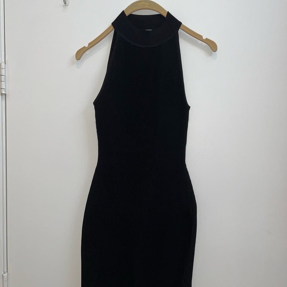 Black Babaton Aritzia sculpt knit mini dress